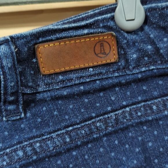 Lands' End Womens Shorts 24W Blue Polka Dot Cut Off Denim Shorts - Picture 5 of 12